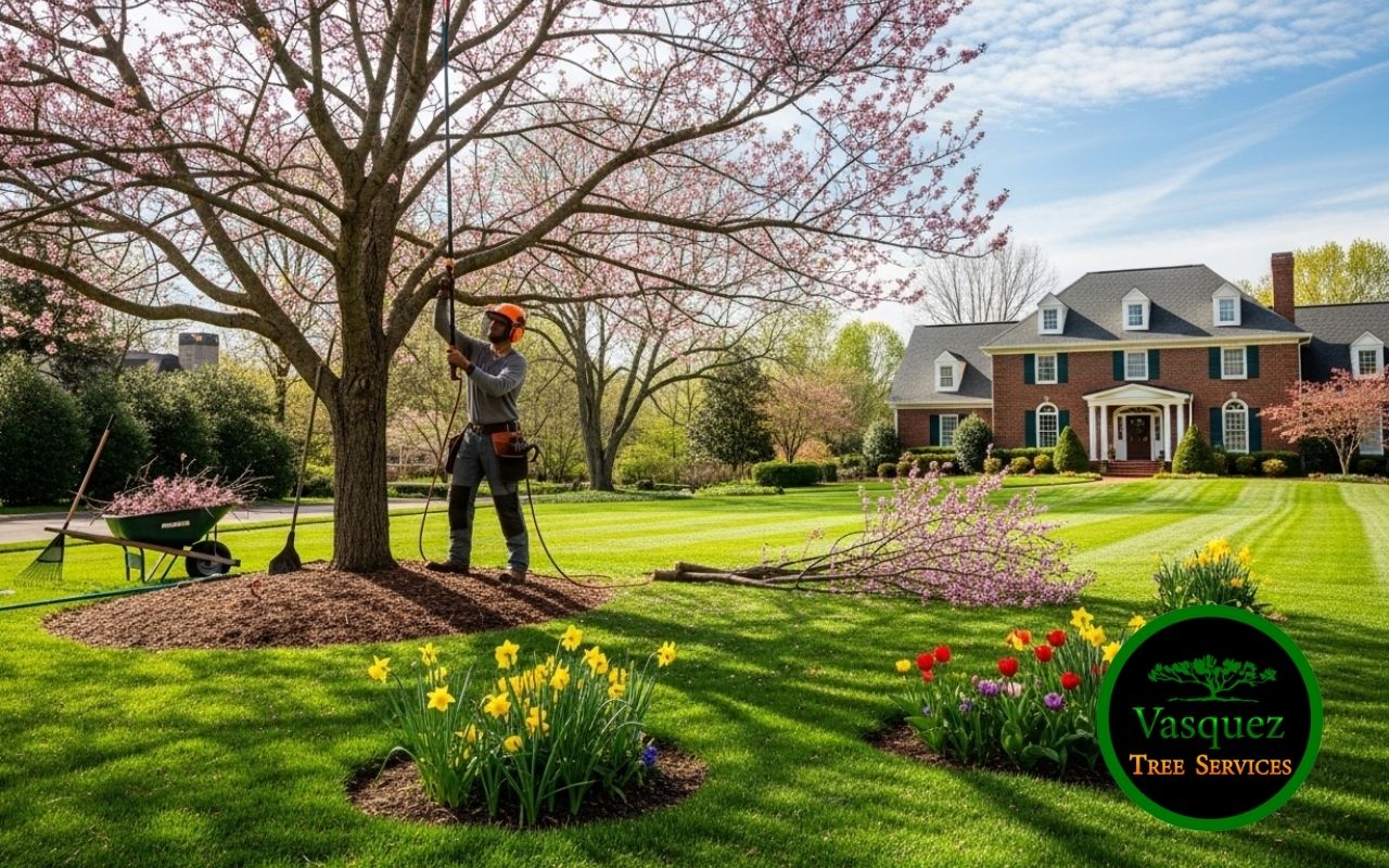 spring tree maintenance in Little Rock in a healthy front yard