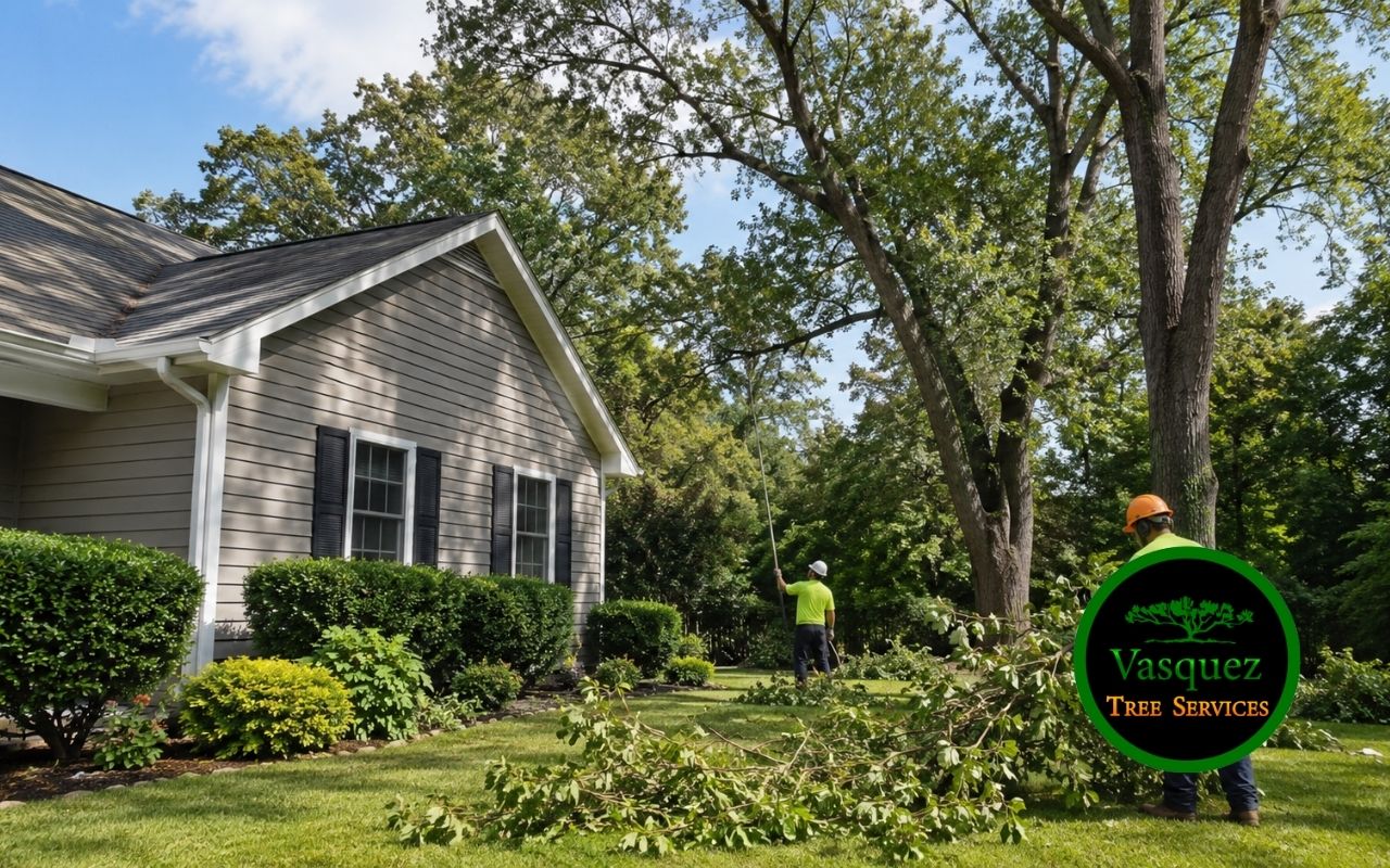 Tree clearance near a home for safer outdoor space